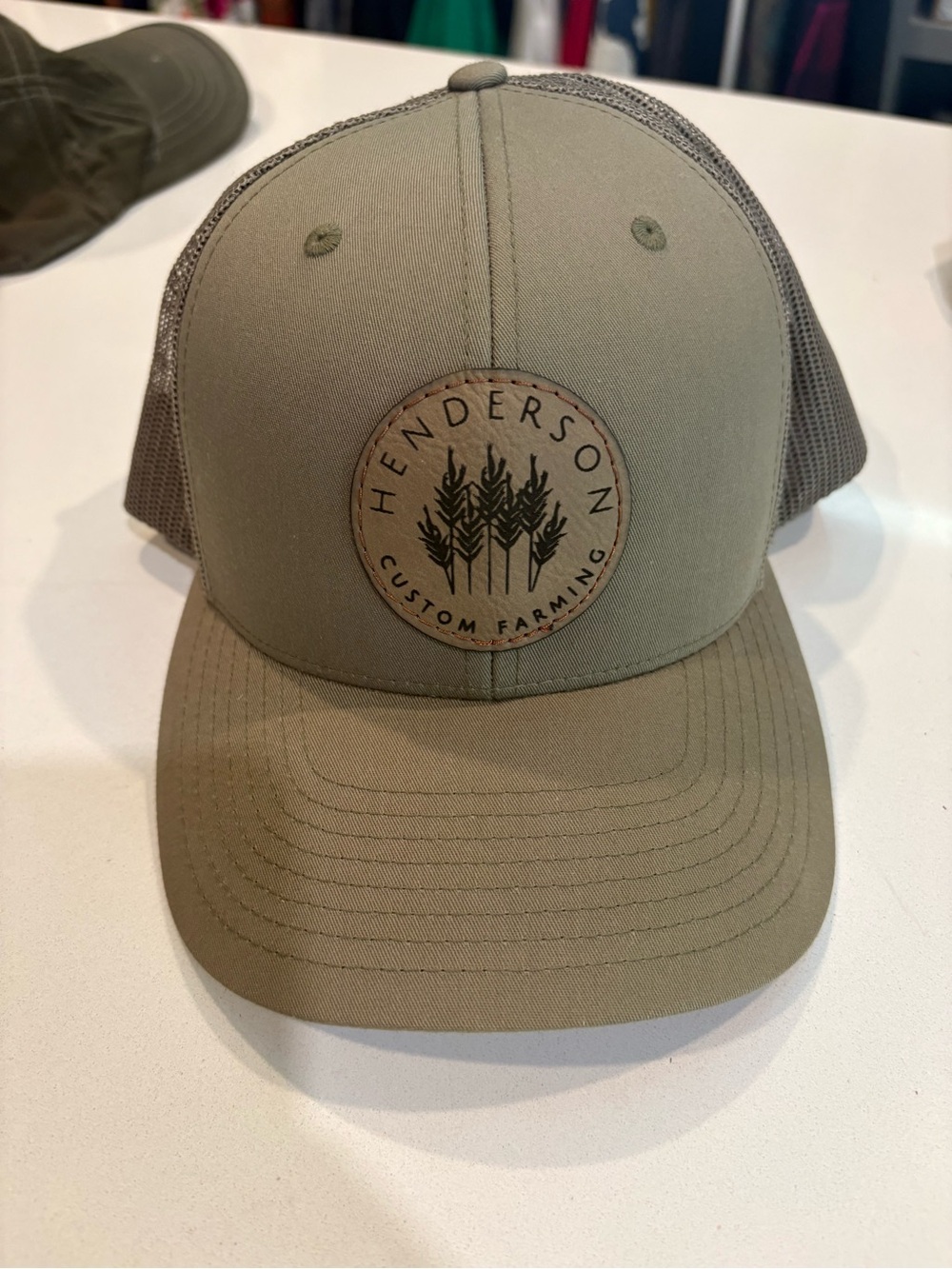 Olive Trucker Hat - Custom Farming Patch
